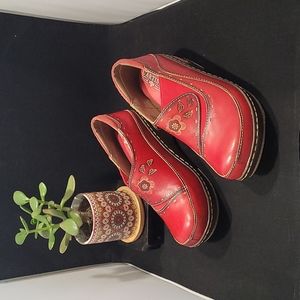 L'ARTISTE by SPRING STEP | 'Burbank' Red Leather Slip On - EU 37 / US 6.…